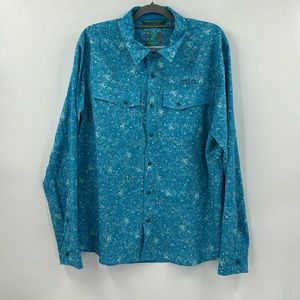 Stio blue patterned snap long sleeve shirt